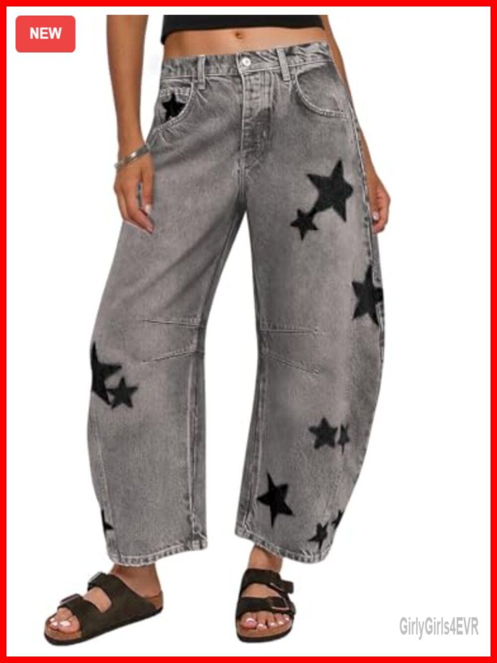 Y2k Barrel Jeans Wide Leg Baggy Distressed Boyfriend Horseshoe Denim Pants